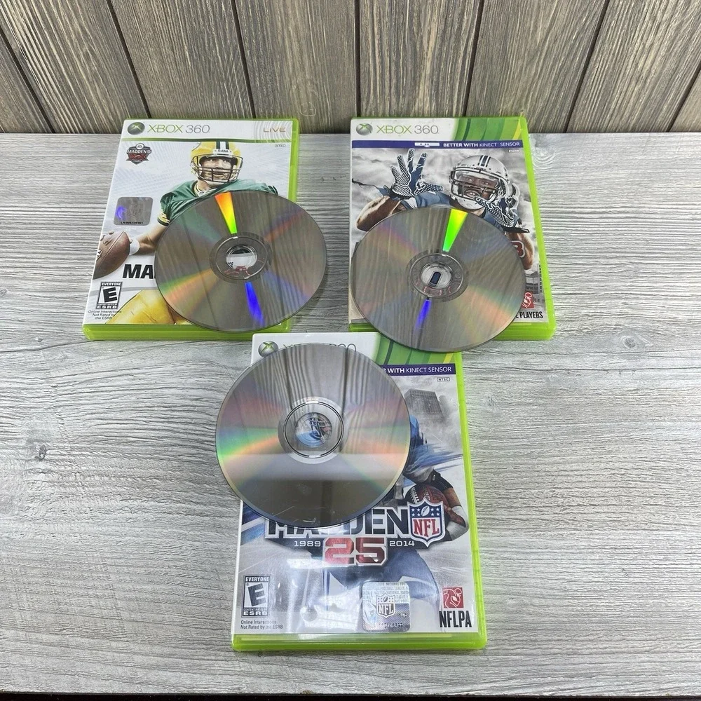 XBox 360  Video Game Lot Of 3 Madden 25,09 And 13 NFL Football Tested Working